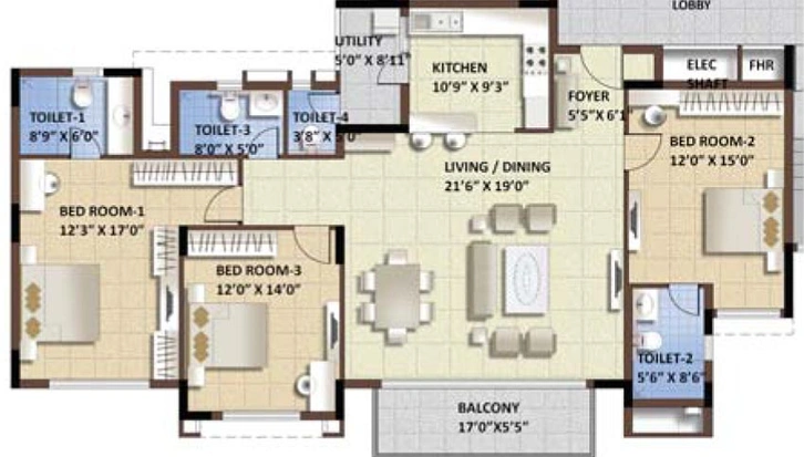 3 BHK Flat in Purva Whitehall in Haralur, Bangalore - Image 726761