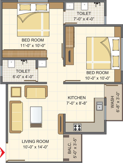 2 BHK Flat in Aarya Exotica in Bill, Vadodara - Image 729382
