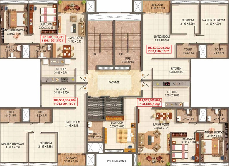 Floor Plan of Kumar Palmspring in Undri, Pune - Image 24122