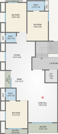 2 BHK Flat in Nandishwar Heights in Waghodia Road, Vadodara - Image 728907