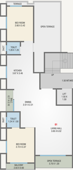 2 BHK Flat in Nandishwar Heights in Waghodia Road, Vadodara - Image 728906