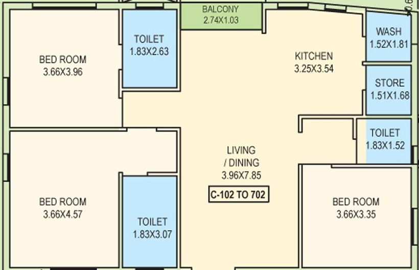 3 BHK Flat in Sanjivani Fuldwar Residency in Subhanpura, Vadodara - Image 728959