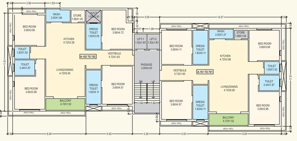 Floor Plan of Sanjivani Fuldwar Residency in Subhanpura, Vadodara - Image 109695