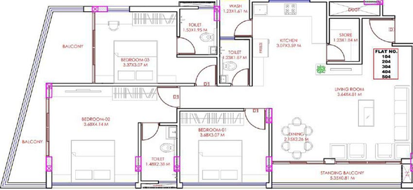 3 BHK Flat in H Green Avenue Apartment in Makarpura, Vadodara - Image 729161