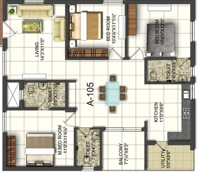 3 BHK Flat in Essen Marvella in Kompally, Hyderabad - Image 733058