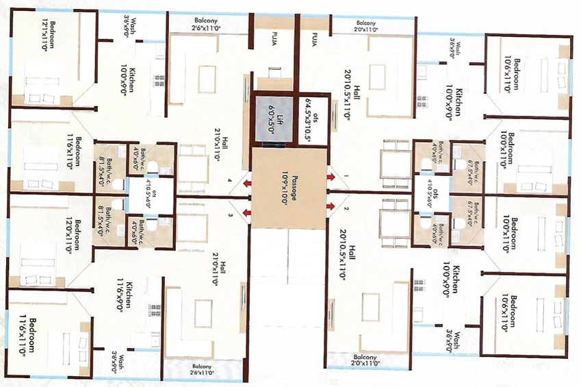 Floor Plan of Ashray Shree Vrajdham Residency in Manjalpur, Vadodara - Image 109391