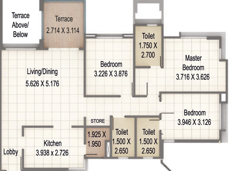 3 BHK Flat in Kumar Princetown Royal in Undri, Pune - Image 448206