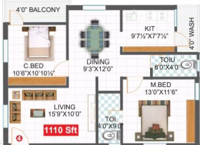 2 BHK Flat in Saudha Ridge in Gajulramaram, Hyderabad - Image 733253