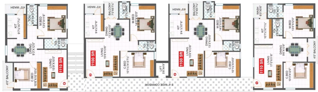 Floor Plan of Saudha Ridge in Gajulramaram, Hyderabad - Image 110763