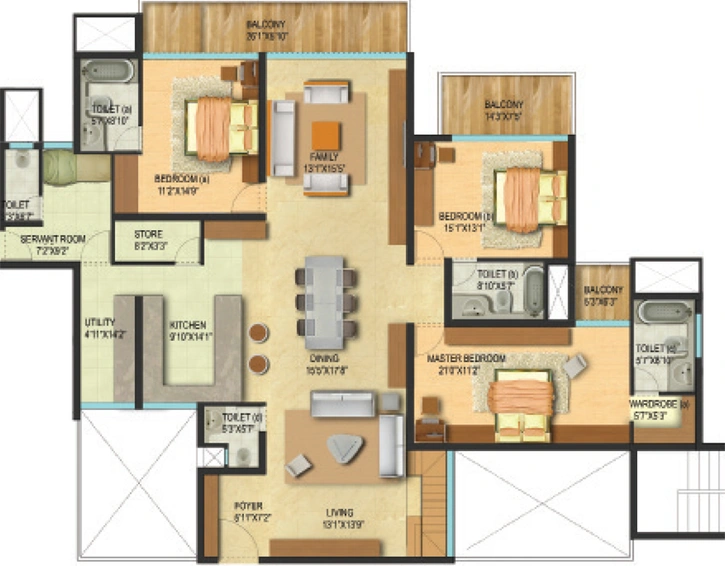 3 BHK Flat in Century Renata in Sampangi Rama, Bangalore - Image 731979