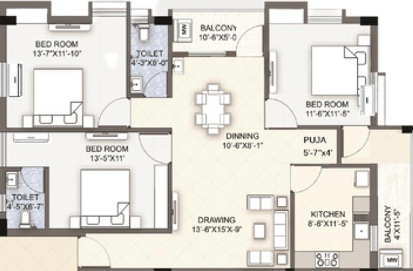 3 BHK Flat in Mason Luxuria in Patia, Bhubaneswar - Image 812141