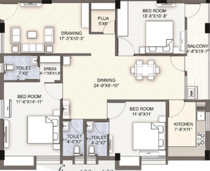 3 BHK Flat in Mason Luxuria in Patia, Bhubaneswar - Image 812142