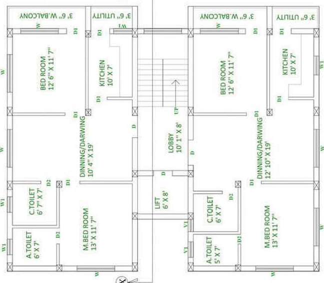 Floor Plan of Krishna Premiere in Patia, Bhubaneswar - Image 154626