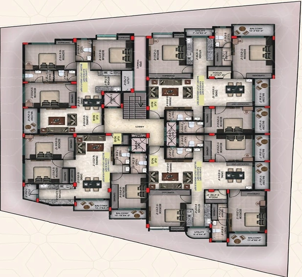 Floor Plan of Krishna Cloud 9 in Rasulgarh, Bhubaneswar - Image 154571