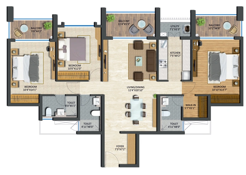 3 BHK Flat in Runwal The Central Park in Pimpri Chinchwad, Pune - Image 420006