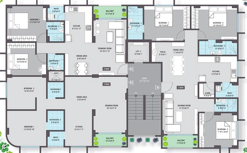 Floor Plan of VP Akshar Revival 2 in Paldi, Ahmedabad - Image 110120
