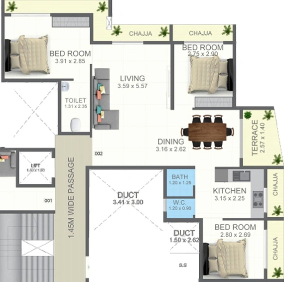 3 BHK Flat in Rudra Lambodar in Panvel, Navi Mumbai - Image 466617