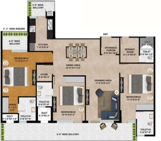 3 BHK Flat in DD Altura Apartments in Zirakpur, Chandigarh - Image 815669
