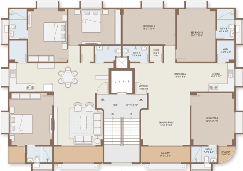 Floor Plan of VP Akshar Paradise in Paldi, Ahmedabad - Image 110097