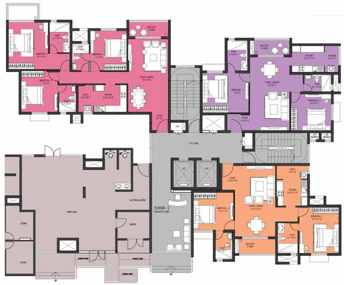 Floor Plan of Prestige Dolce Vita in Whitefield, Bangalore - Image 110390