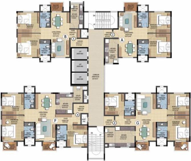 Floor Plan of Prestige Ferns Residency in Haralur, Bangalore - Image 110245