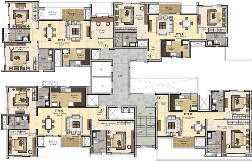 Floor Plan of Prestige MSR in Mathikere, Bangalore - Image 110256