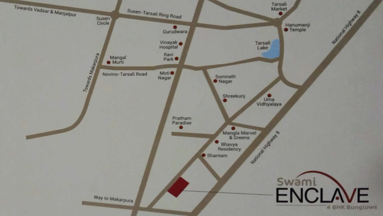 Location of Swami Enclave in Tarsali, Vadodara - Image 110179