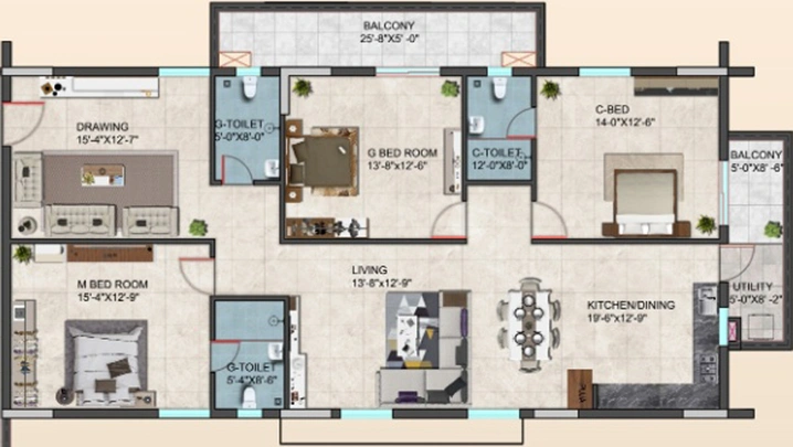 3 BHK Flat in Aakriti Miro in Nallagandla, Hyderabad - Image 733490