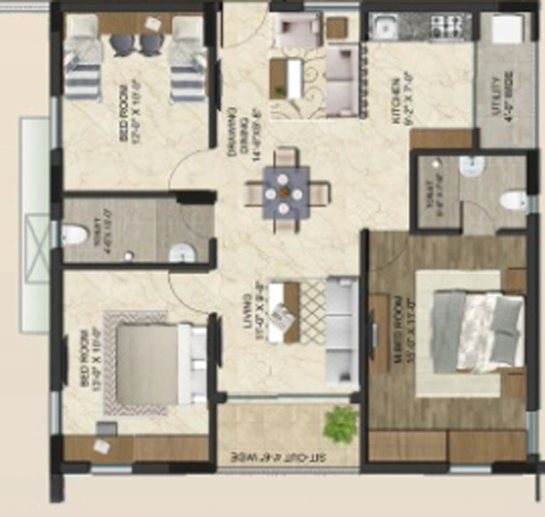 3 BHK Flat in Aakriti Miro in Nallagandla, Hyderabad - Image 733486