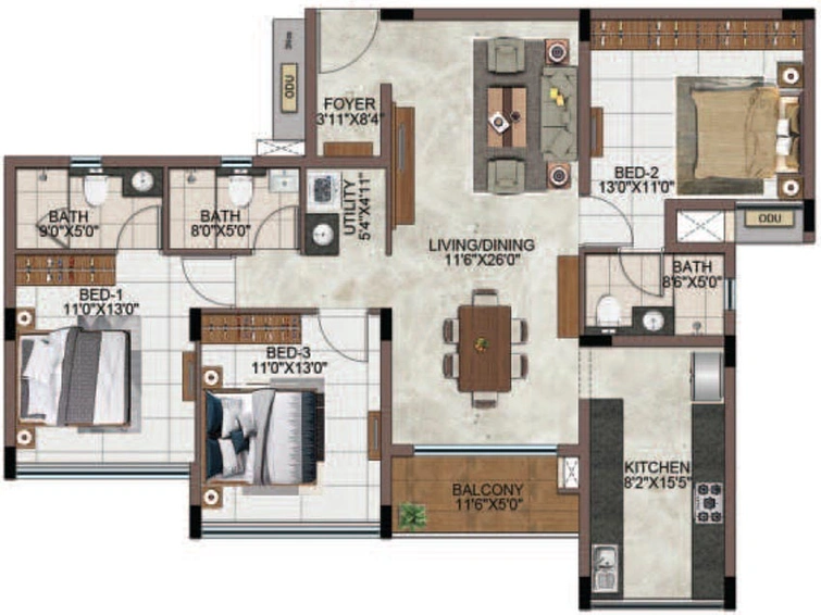 3 BHK Flat in Casagrand Avenue Park in Perungudi, Chennai - Image 816317