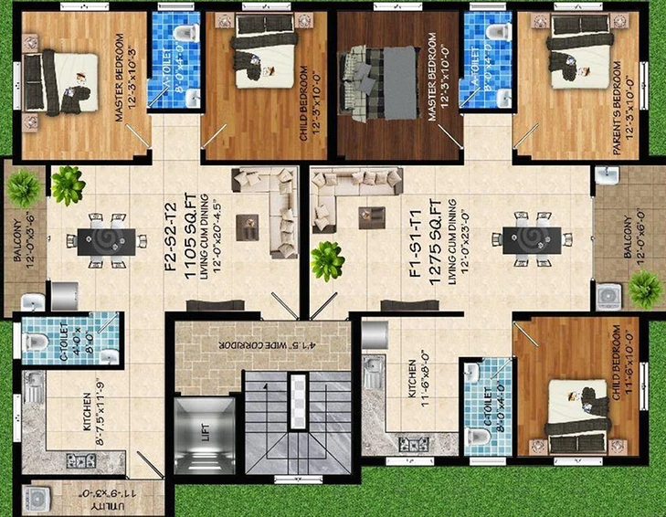 Floor Plan of Vasiyam Grandeur in Medavakkam, Chennai - Image 178353