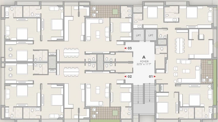 Floor Plan of Chavda Manali Apartments in Bodakdev, Ahmedabad - Image 110491