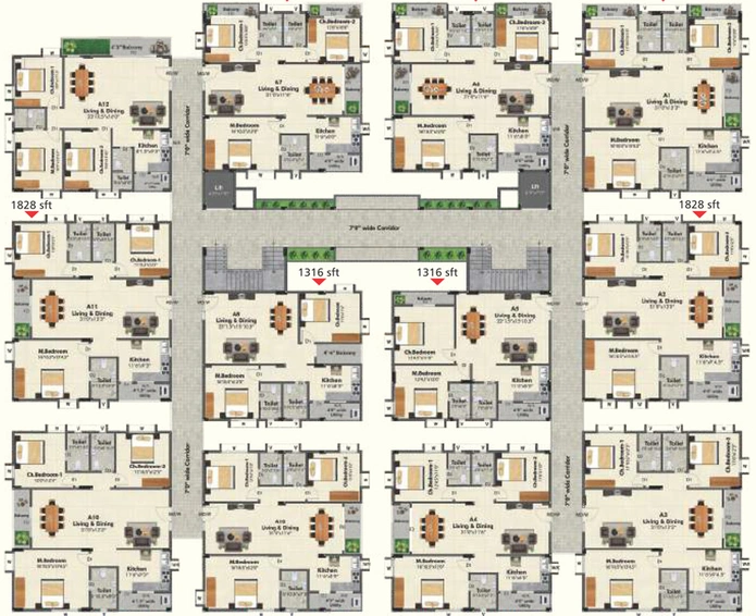 Floor Plan of Pallavi Gardenia in Nagole, Hyderabad - Image 110891