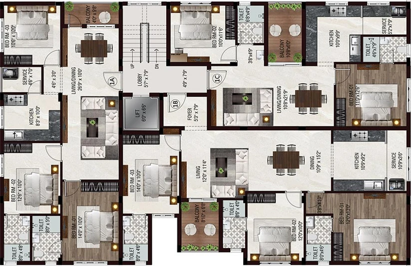 Floor Plan of Raunaq Tulsi in Aminjikarai, Chennai - Image 178057