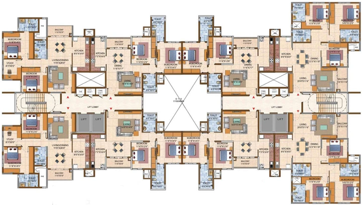 Floor Plan of Prestige Royale Gardens in Yelahanka, Bangalore - Image 110985