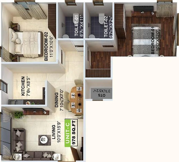 2 BHK Flat in Maliban Majestic in Choolaimedu, Chennai - Image 818982