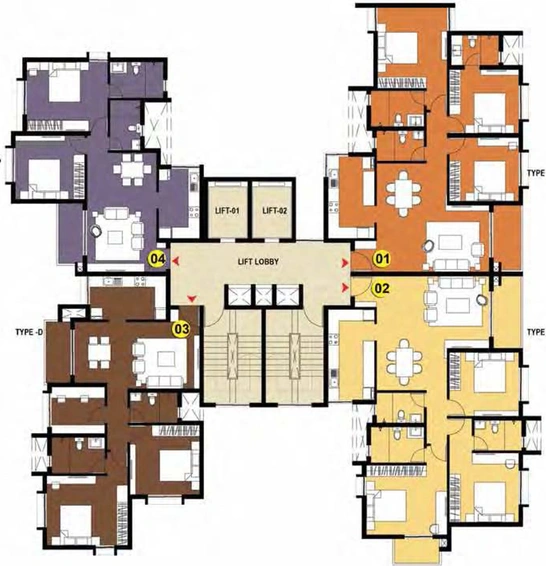 Floor Plan of Prestige Gulmohar in Horamavu, Bangalore - Image 111585