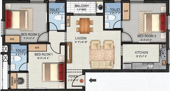 3 BHK Flat in Navins Sankalpa in Adyar, Chennai - Image 820636