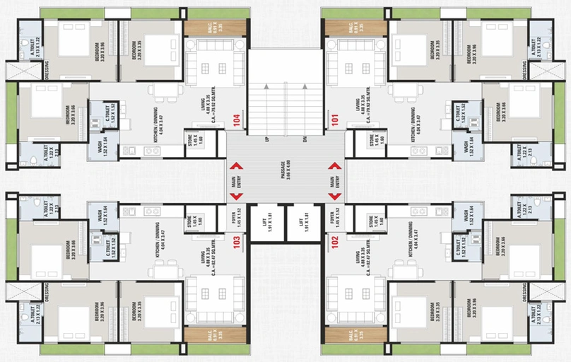 Floor Plan of Kiran Concord Towers in Jahangirabad, Surat - Image 111593