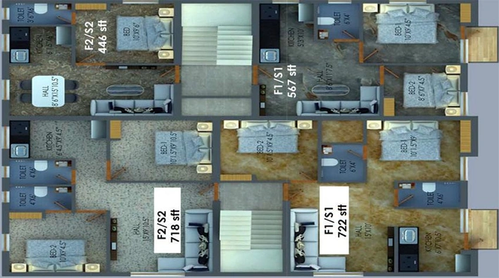 Floor Plan of Crest Questa in Kundrathur, Chennai - Image 176068