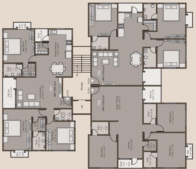 Floor Plan of Riddhi Siddhi Erica in Diwalipura, Vadodara - Image 118315