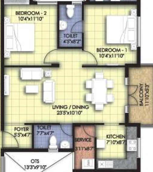 2 BHK Flat in VGN Temple Town in Thiruverkadu, Chennai - Image 819022
