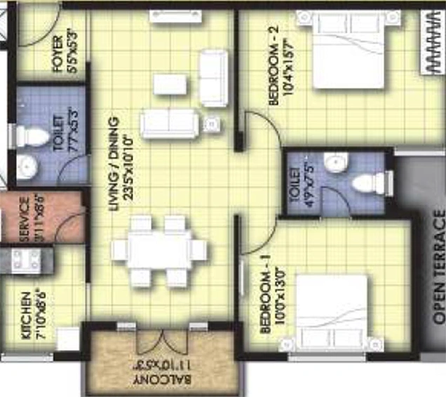 2 BHK Flat in VGN Temple Town in Thiruverkadu, Chennai - Image 819023