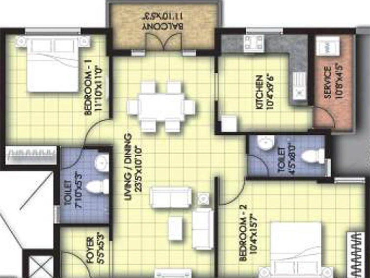 2 BHK Flat in VGN Temple Town in Thiruverkadu, Chennai - Image 819024