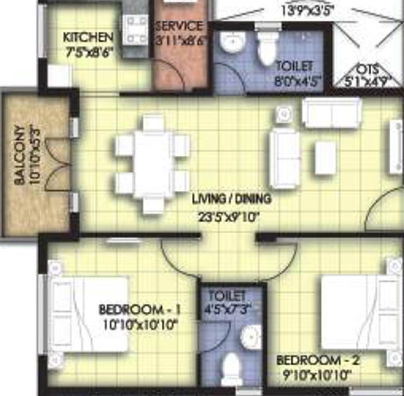 2 BHK Flat in VGN Temple Town in Thiruverkadu, Chennai - Image 819021