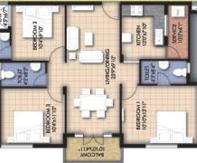 3 BHK Flat in VGN Temple Town in Thiruverkadu, Chennai - Image 819025