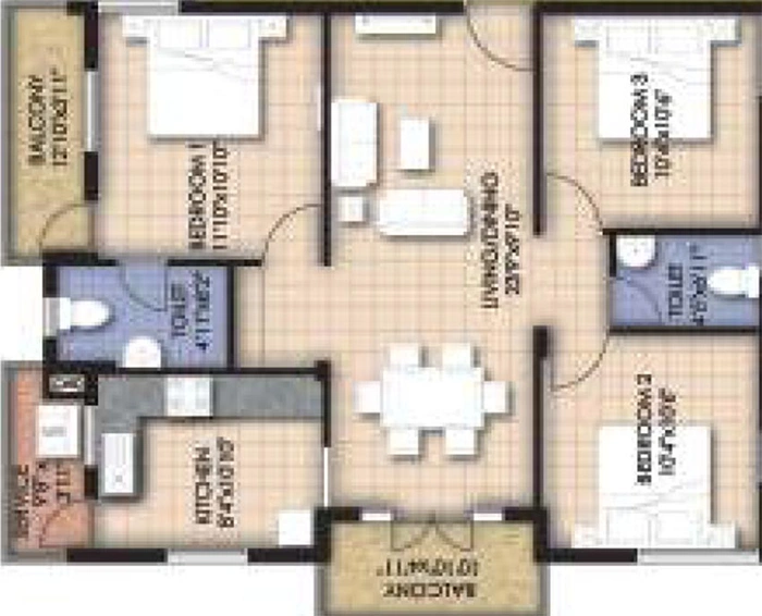 3 BHK Flat in VGN Temple Town in Thiruverkadu, Chennai - Image 819026