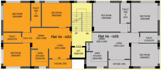 Floor Plan of Mayfair Parkview in New Town, Kolkata - Image 166943