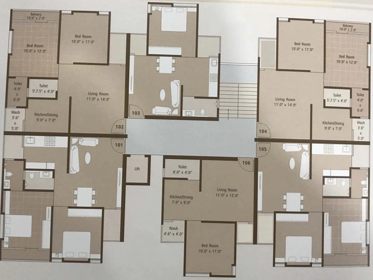 Floor Plan of Akruti Diya Style Home in Undera, Vadodara - Image 118444