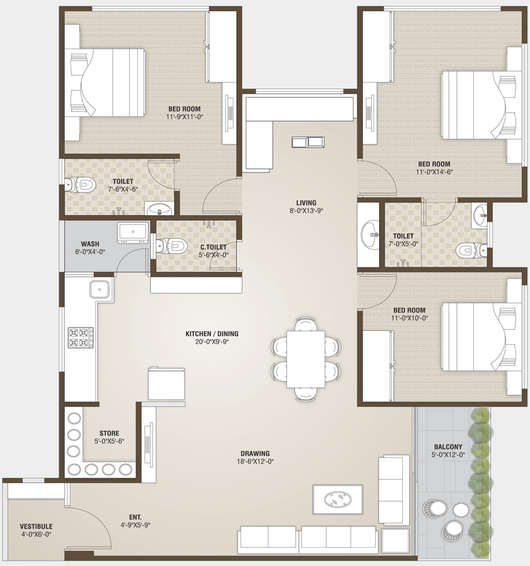 3 BHK Flat in Krishna Kesar Harmony in Nikol, Ahmedabad - Image 745836